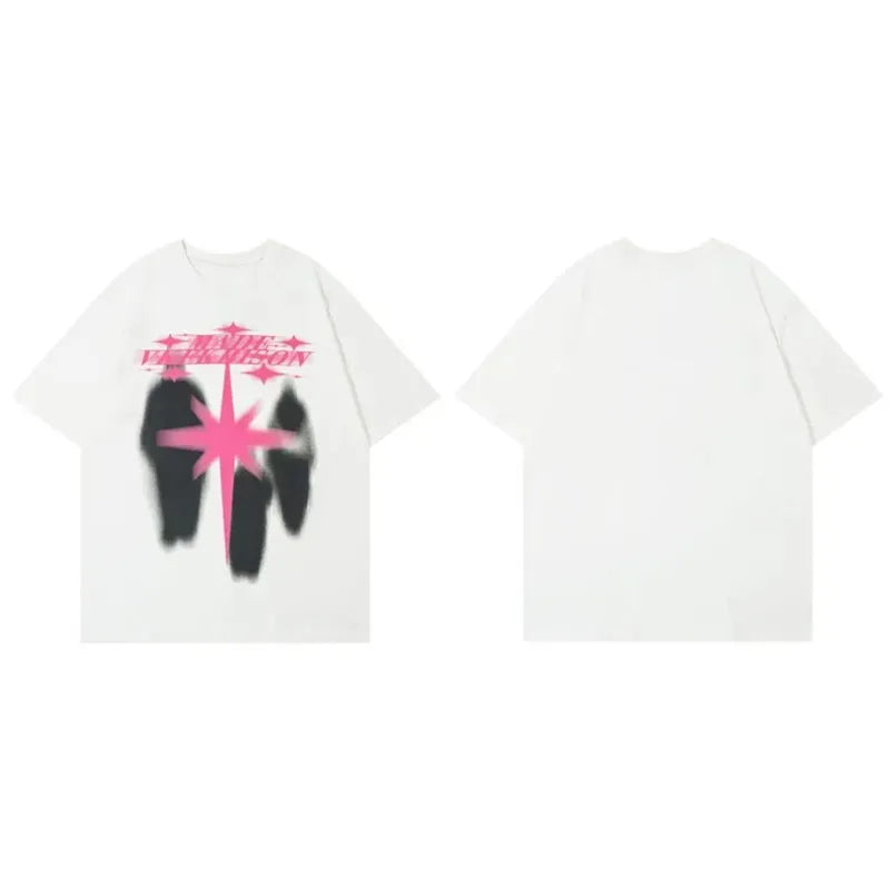 Oversized Streetwear Star Shadow Graphic T-Shirt