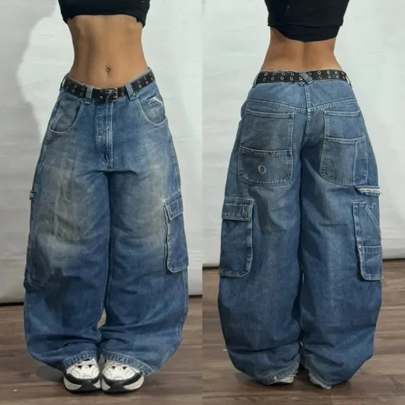 Letter Embroidery Baggy Jeans