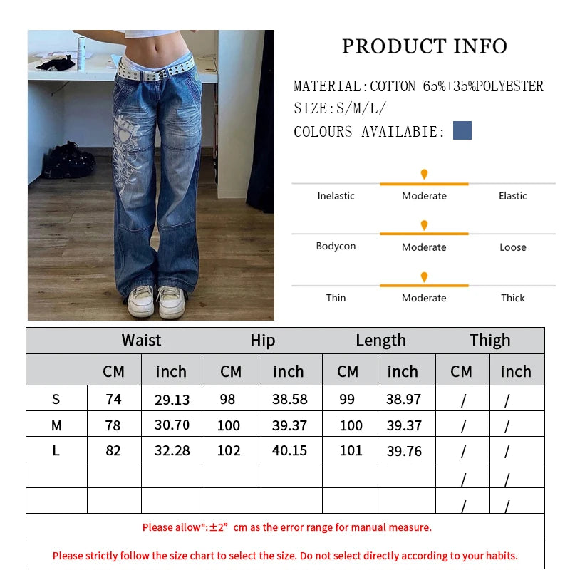 Womens Graphic Printed Straight Jeans