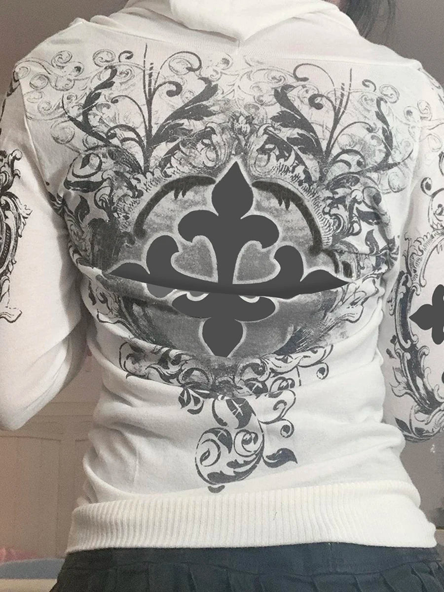 Women s Vintage Zip Up Cropped Hoodie