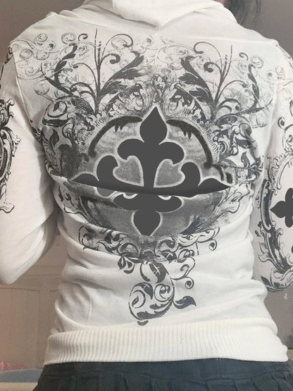 Women s Vintage Zip Up Cropped Hoodie