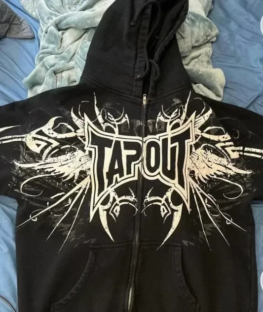 2000s TAP OUT  Print Retro Hoodie