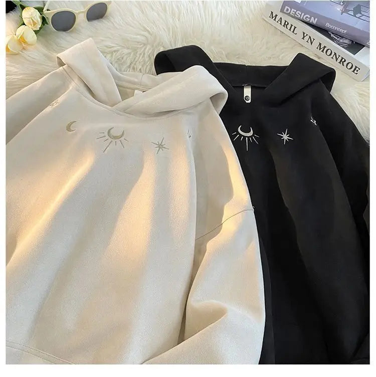 Winter Star Badge Chic Embroidery  Hoodie