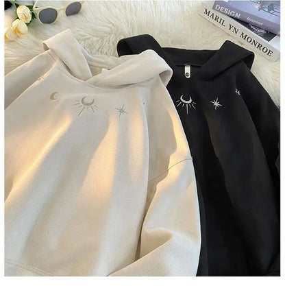 Winter Star Badge Chic Embroidery  Hoodie