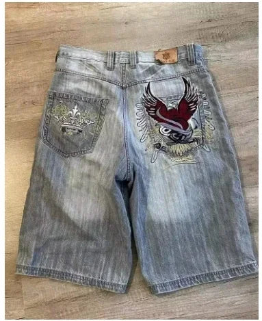 Streetwear Grraphic Denim Shorts