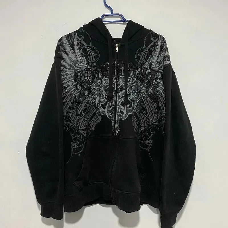 Oversized Wings Printed Hoodeie