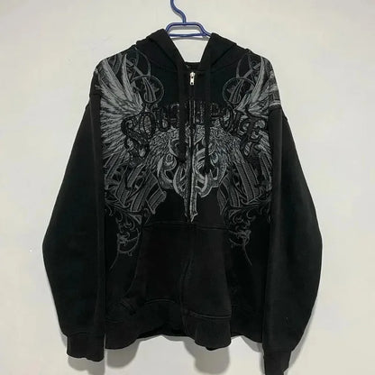 Oversized Wings Printed Hoodeie