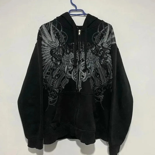 Oversized Wings Printed Hoodeie