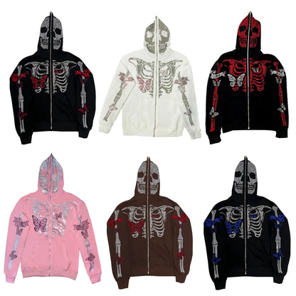 Rhinestone Butterfly Skeleton Hoodie