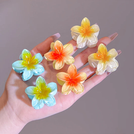 2Pcs Hawaiian Flowers Gradient Hair Clips
