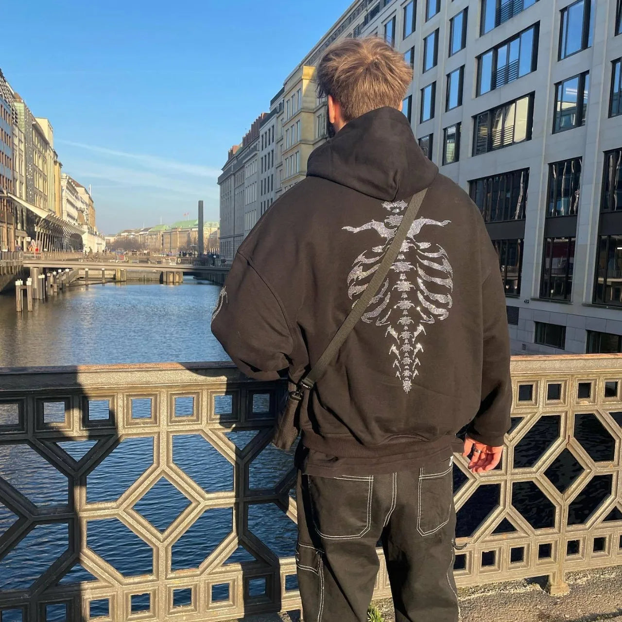 Y2K Rhinestone Skeleton Hoodie