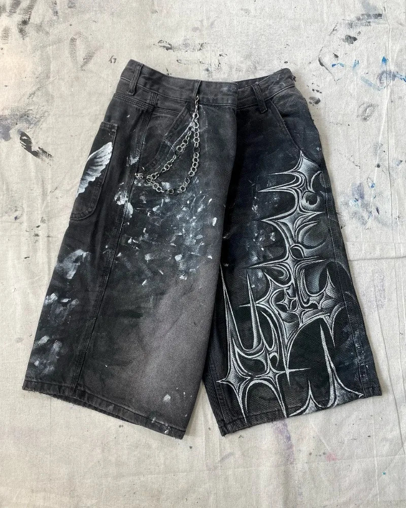 Casual Streetwear Graphic Jorts