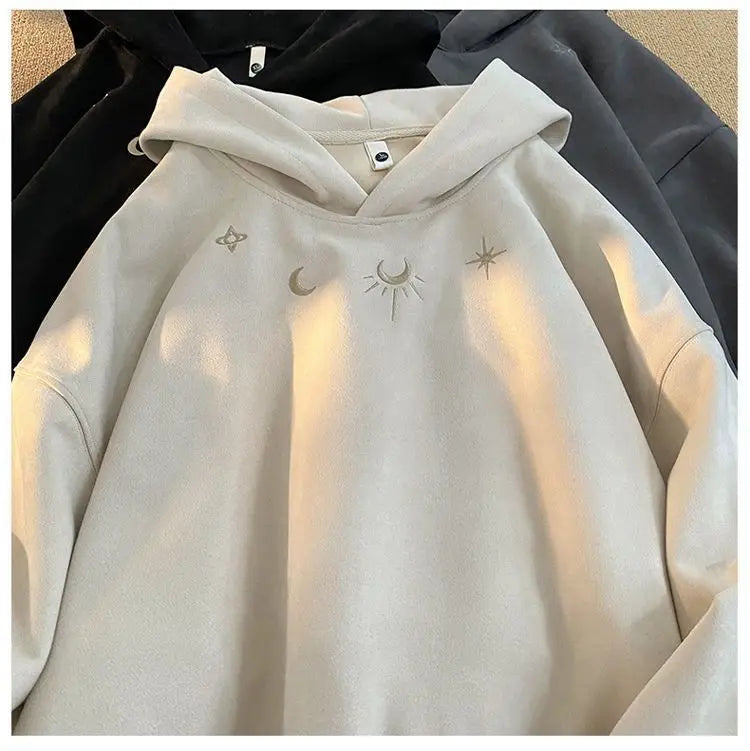 Winter Star Badge Chic Embroidery  Hoodie