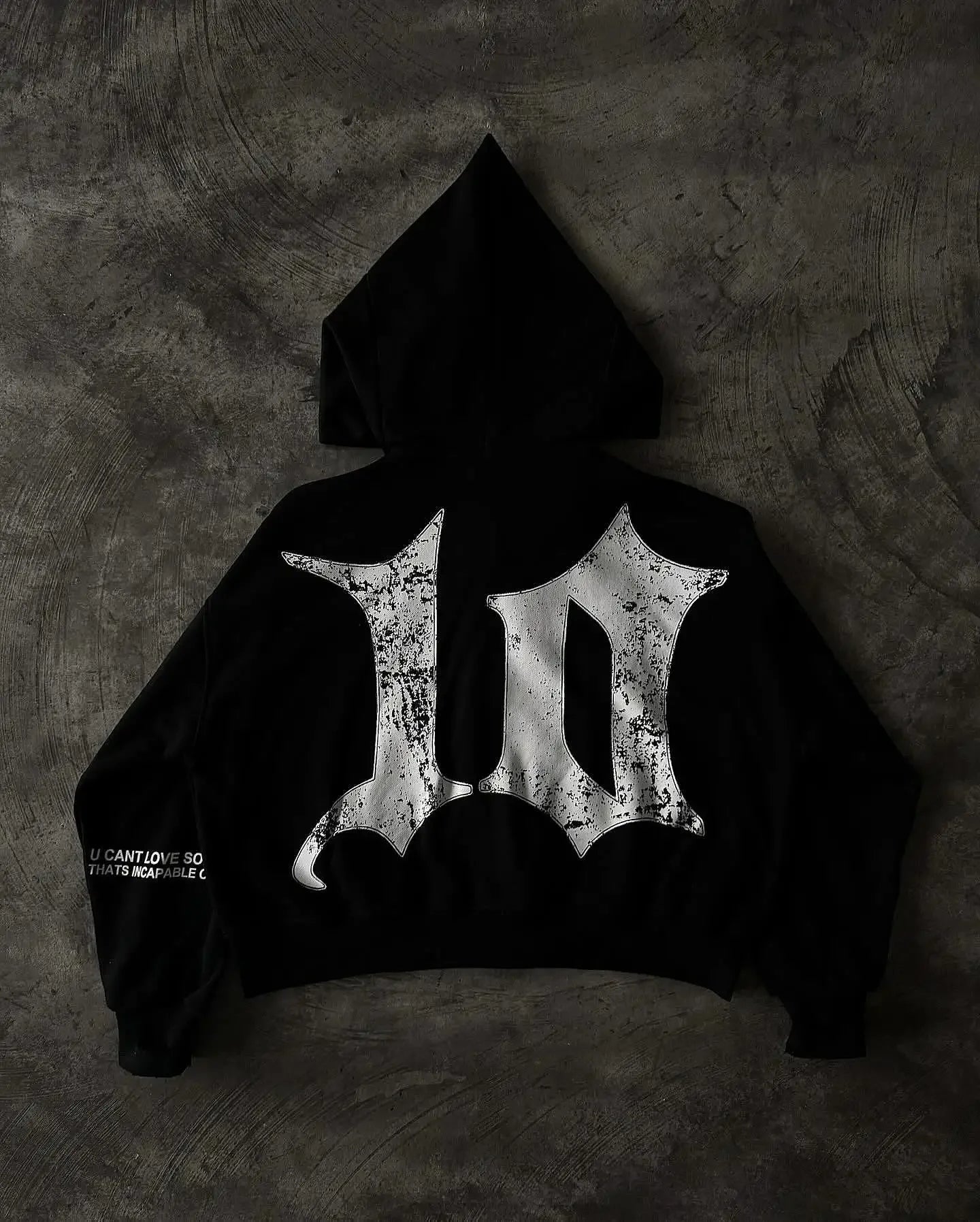 NARCISSIST Black Gothic Zip Up Hoodies