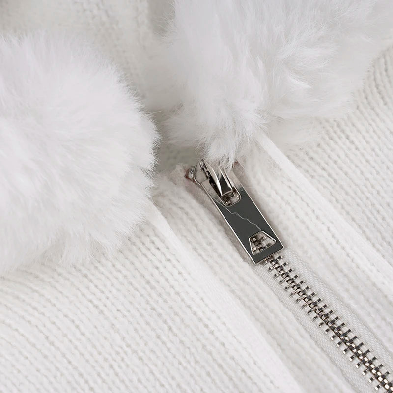 y2k White Feathers Cropped Winter Coat