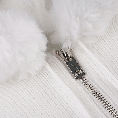 y2k White Feathers Cropped Winter Coat