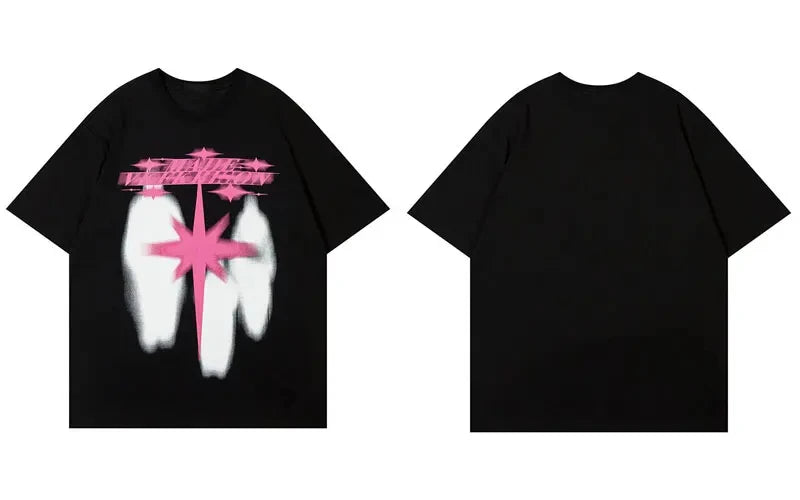 Oversized Streetwear Star Shadow Graphic T-Shirt