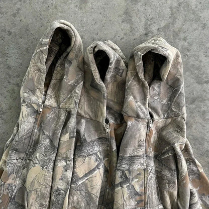 Retro Streetwear Camouflage Zip-Up