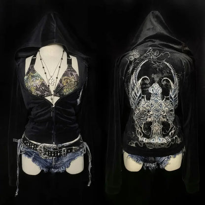 Retro Fur Hoodie Streetwear Y2K