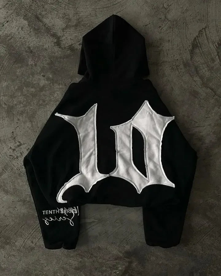 NARCISSIST Black Gothic Zip Up Hoodies