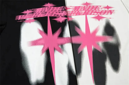 Oversized Streetwear Star Shadow Graphic T-Shirt