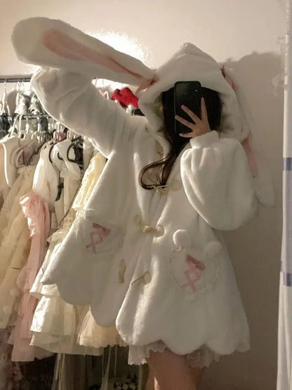 Japanese Style Cute Rabbit Ears Oversized Coat
