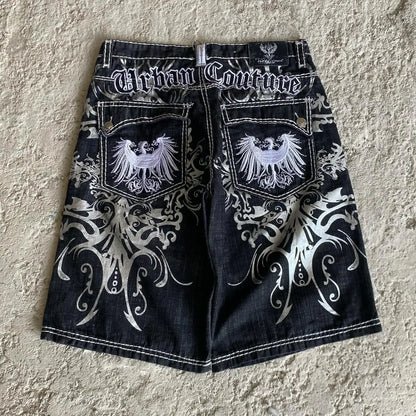 Streetwear Grraphic Denim Shorts